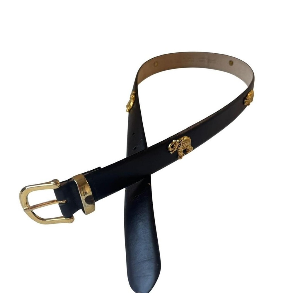 Amiee Lynn Vintage Genuine Leather Belt Gold Animal Charms‎ Size Large 38"